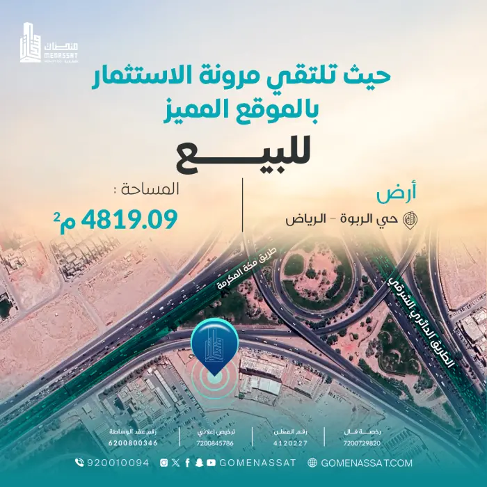 ارض الدائري الشرقي للبيع - Manassat Real Estate Company